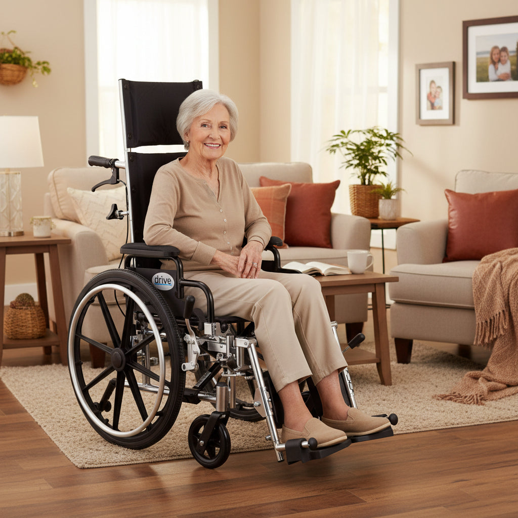 Drive Medical Viper Plus Light Weight Reclining Wheelchair with Elevating Leg rest and Flip Back Detachable Arms - Shop Home Med