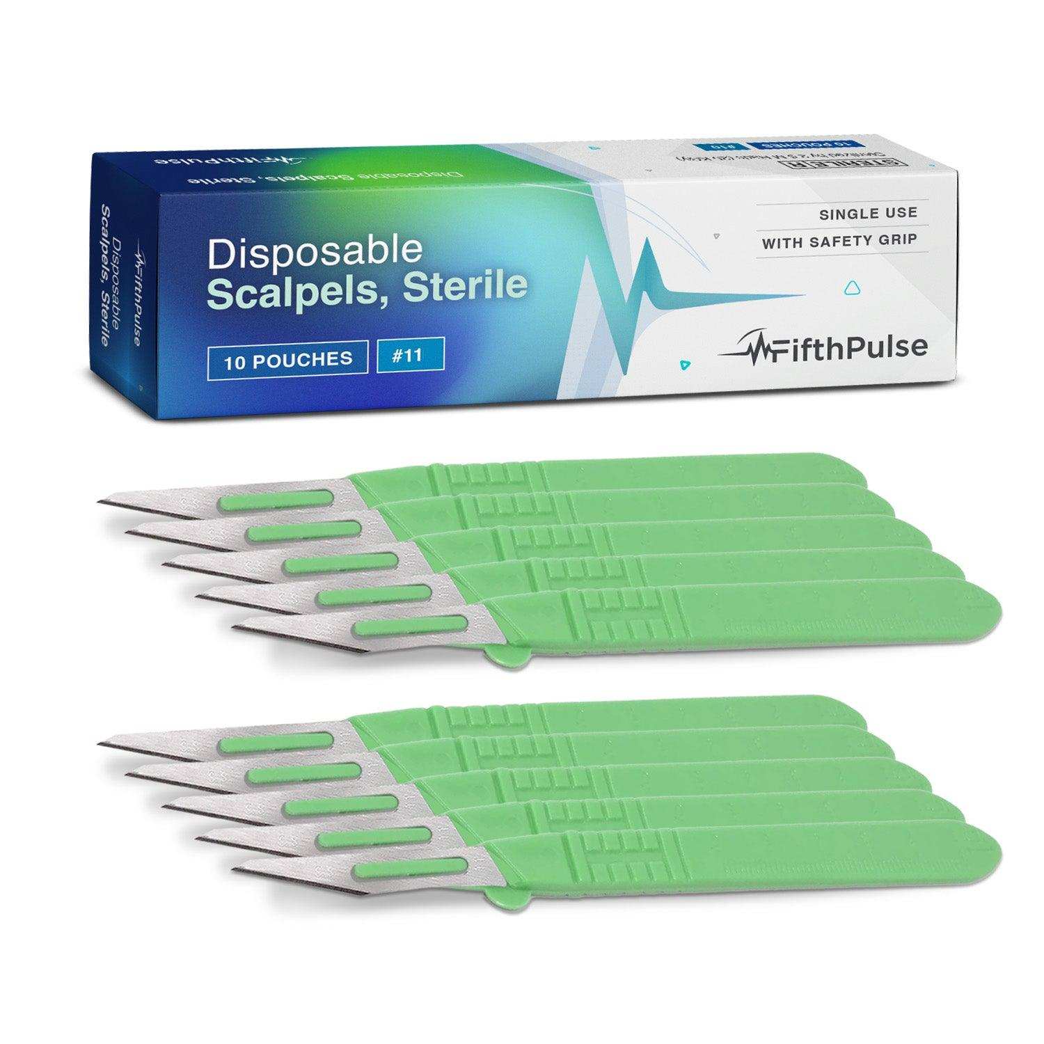 FifthPulse Disposable Scalpel Knife - #11 - Individually Wrapped Sterile Scalpel Blades - Shop Home Med