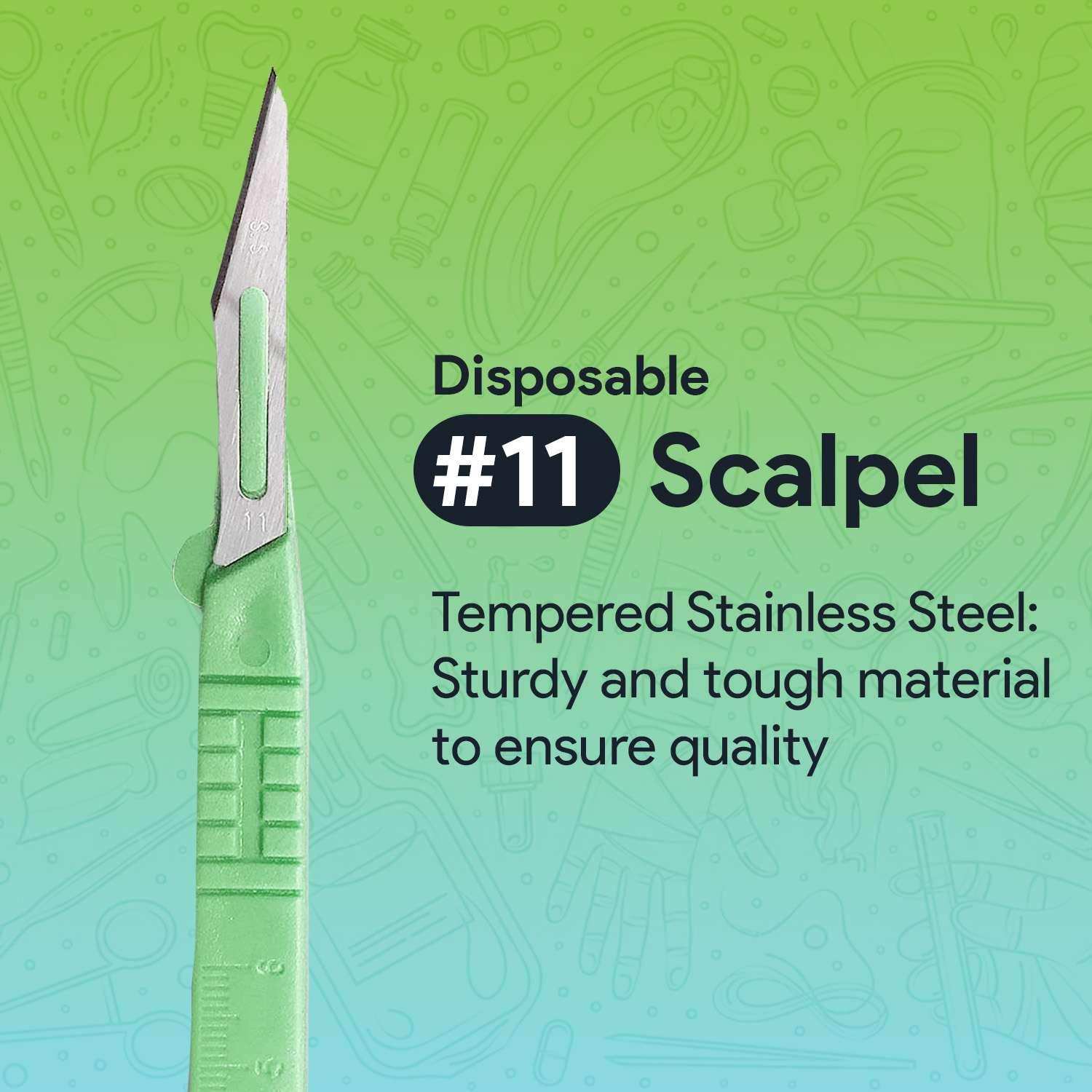 FifthPulse Disposable Scalpel Knife - #11 - Individually Wrapped Sterile Scalpel Blades - Shop Home Med
