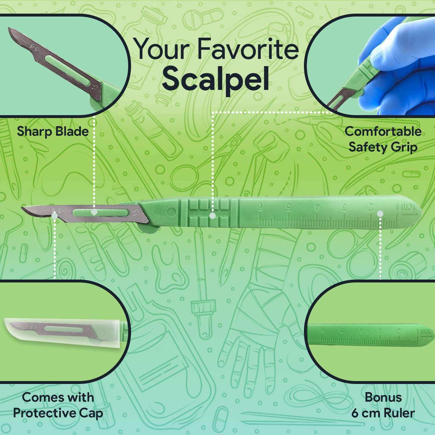 FifthPulse’s Disposable Scalpel Knife #15 - Individually Wrapped Sterile Scalpel Blades - Shop Home Med