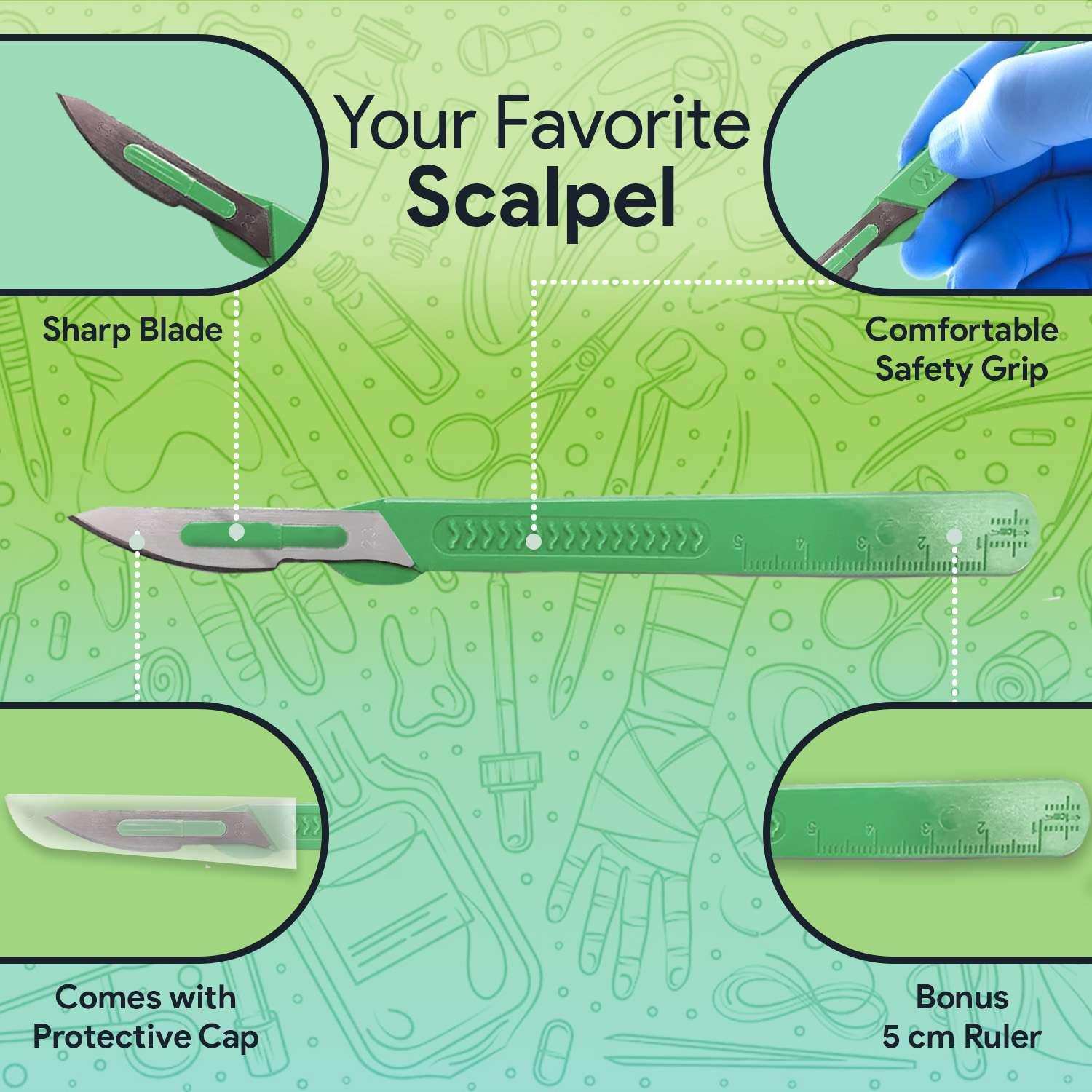 FifthPulse’s Disposable Scalpel Knife #23 - Individually Wrapped Sterile Scalpel Blades - Shop Home Med