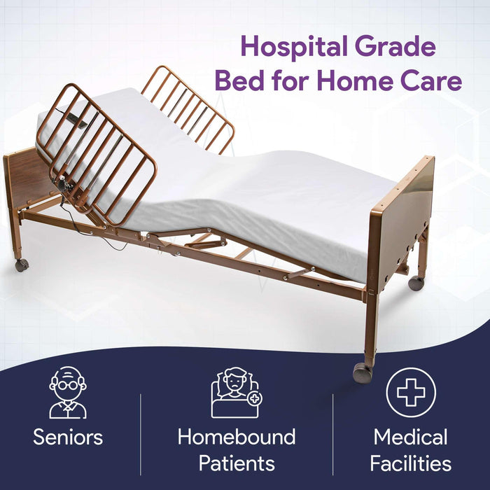 Full Electric Hospital Bed Foam Mattress - Half Rails - 36x80 Adjustable Height - Shop Home Med