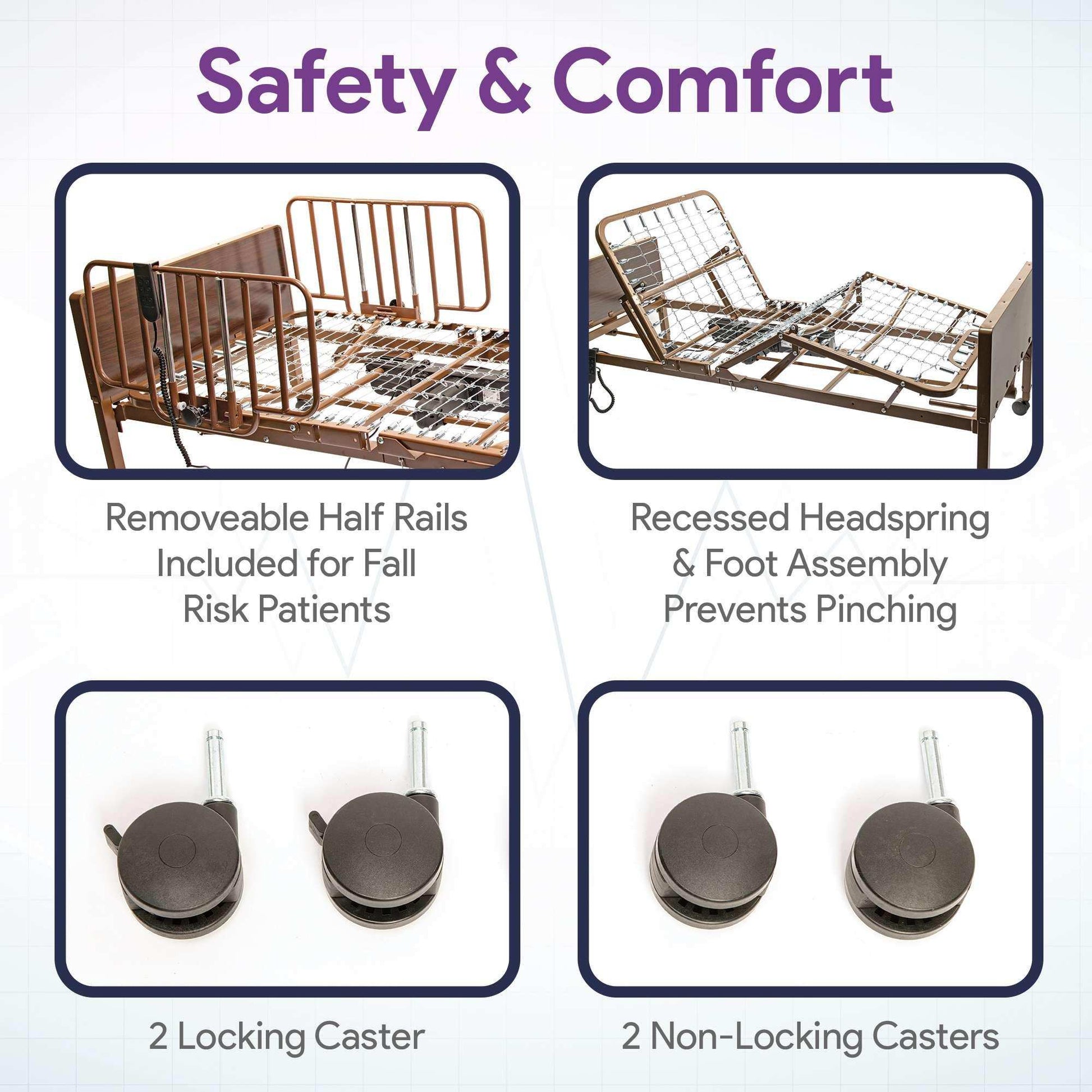 Full Electric Hospital Bed Foam Mattress - Half Rails - 36x80 Adjustable Height - Shop Home Med