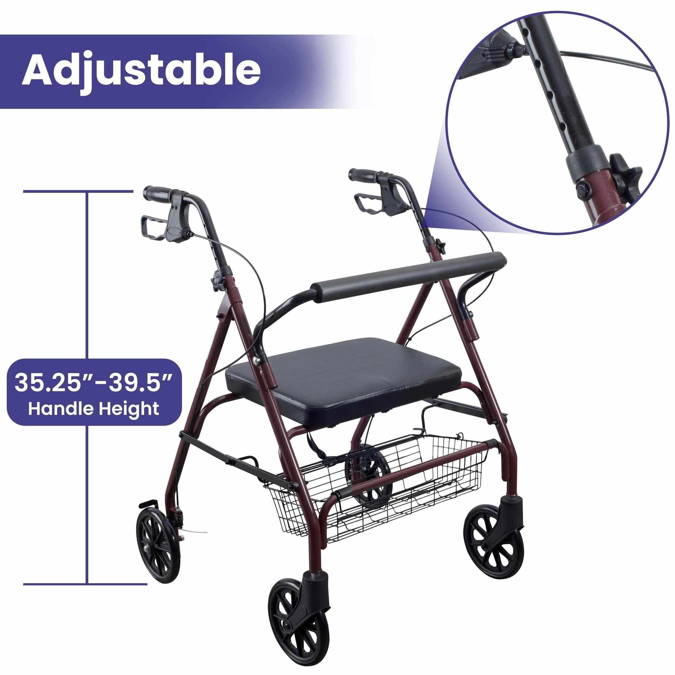 Medacure Bariatric Steel Rollator Walker with Seat – Height Adjustable - Shop Home Med