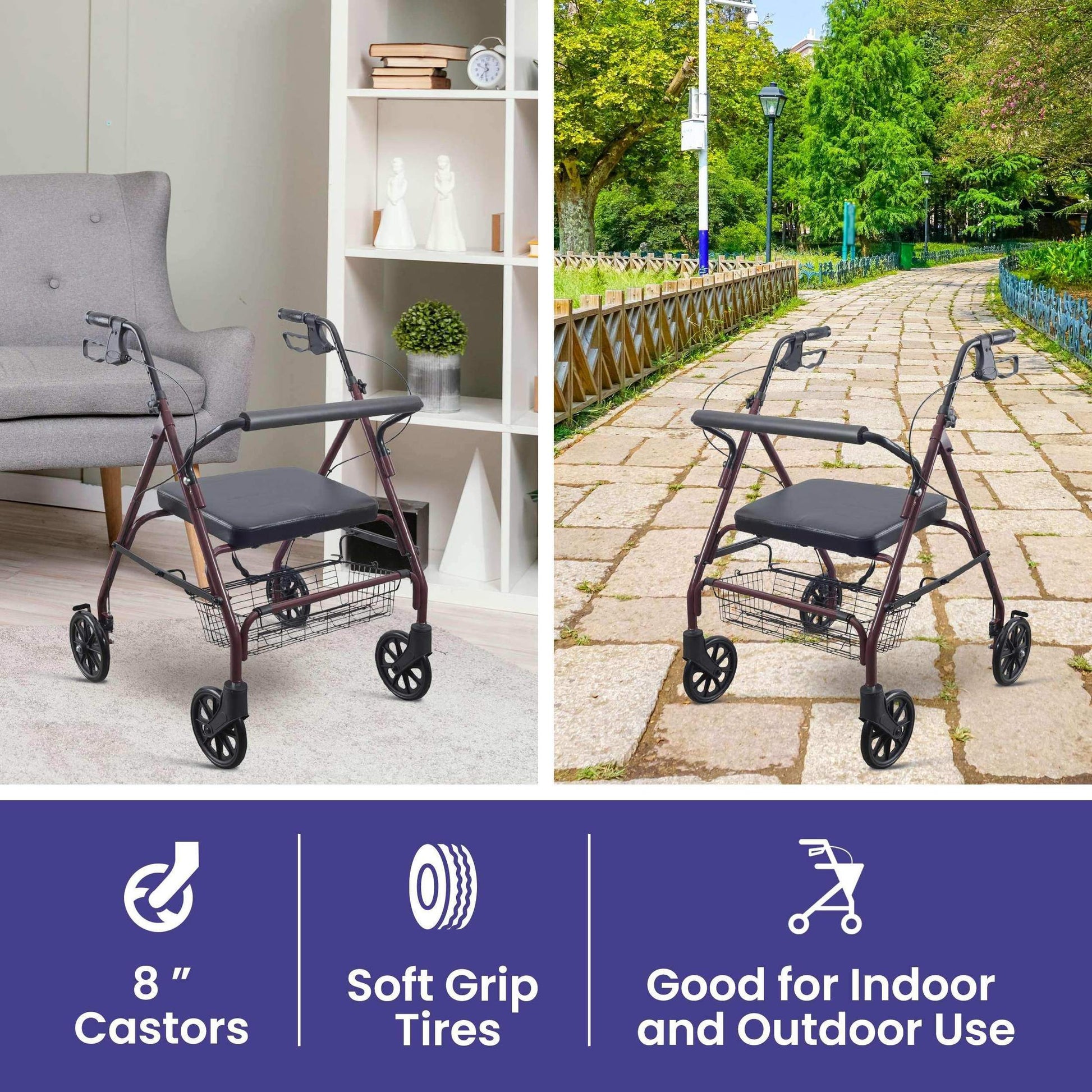 Medacure Bariatric Steel Rollator Walker with Seat – Height Adjustable - Shop Home Med