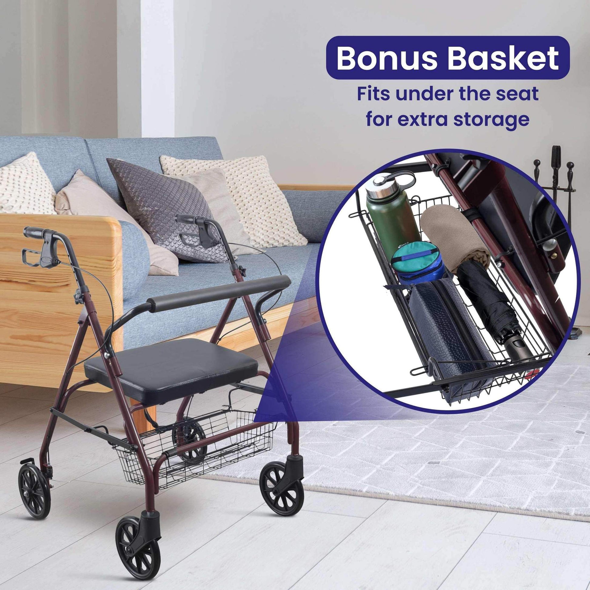 Medacure Bariatric Steel Rollator Walker with Seat – Height Adjustable - Shop Home Med