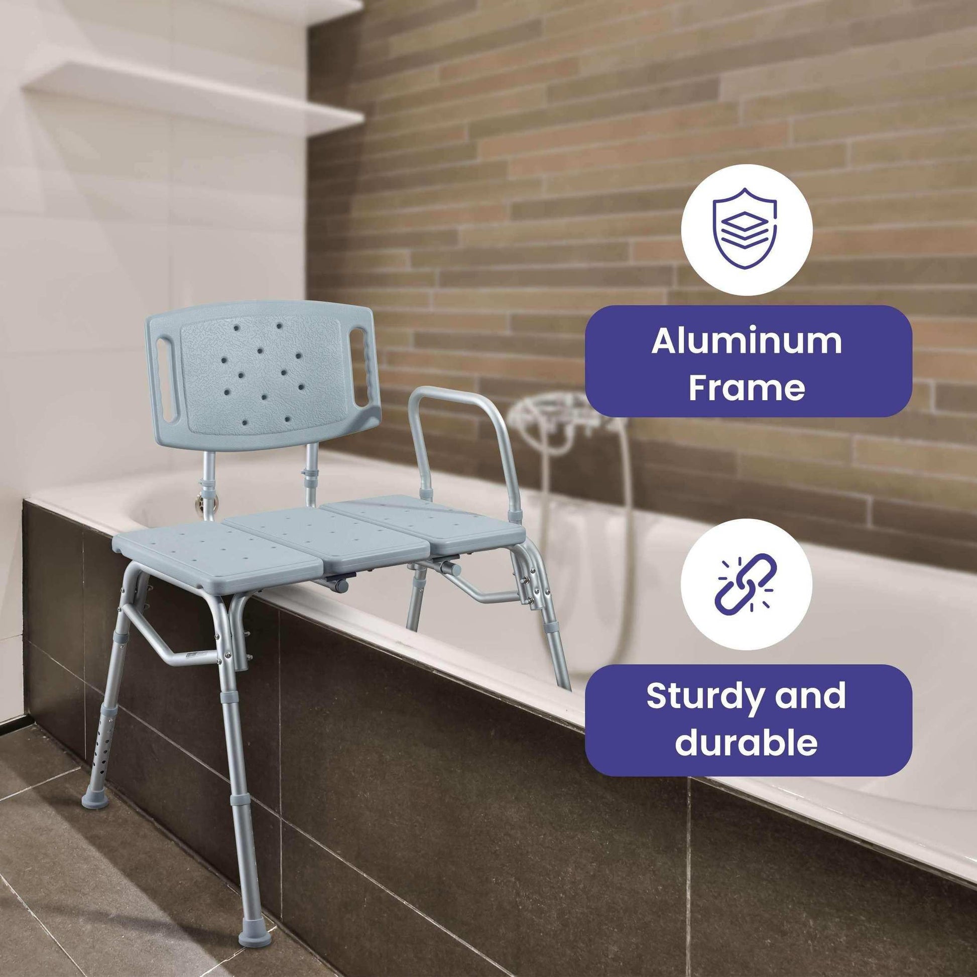 Medacure Bariatric Transfer Bench Shower Chair for Bathtub - 500 lb - Shop Home Med