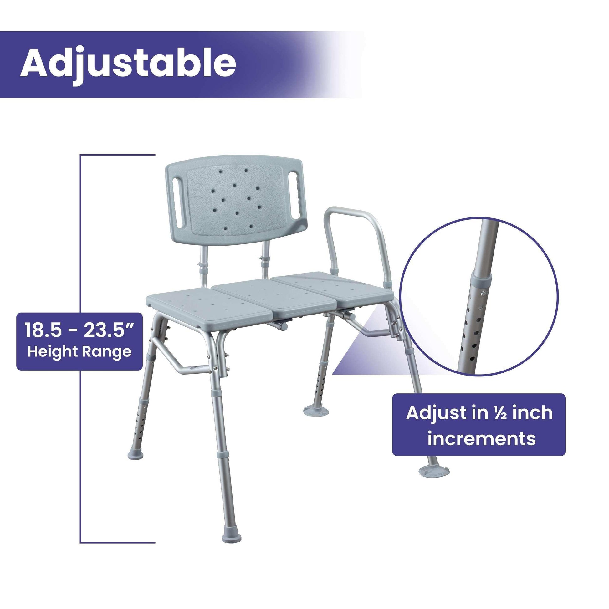 Medacure Bariatric Transfer Bench Shower Chair for Bathtub - 500 lb - Shop Home Med