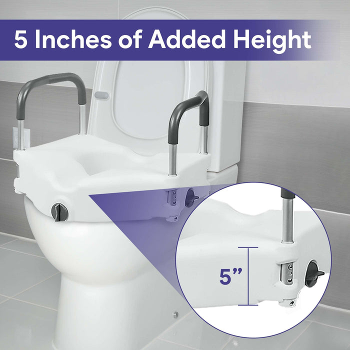 Medacure Locking Toilet Seat with Arms - Raised Toilet Seat Riser for Seniors - Shop Home Med