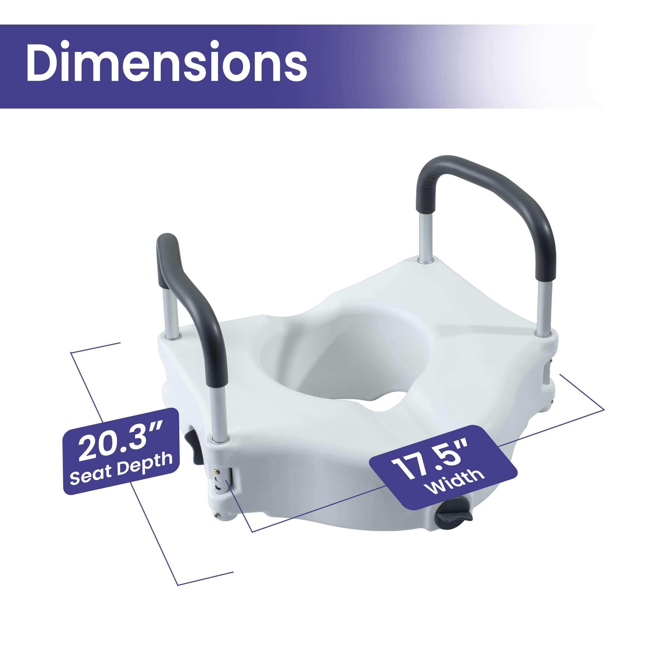 Medacure Locking Toilet Seat with Arms - Raised Toilet Seat Riser for Seniors - Shop Home Med