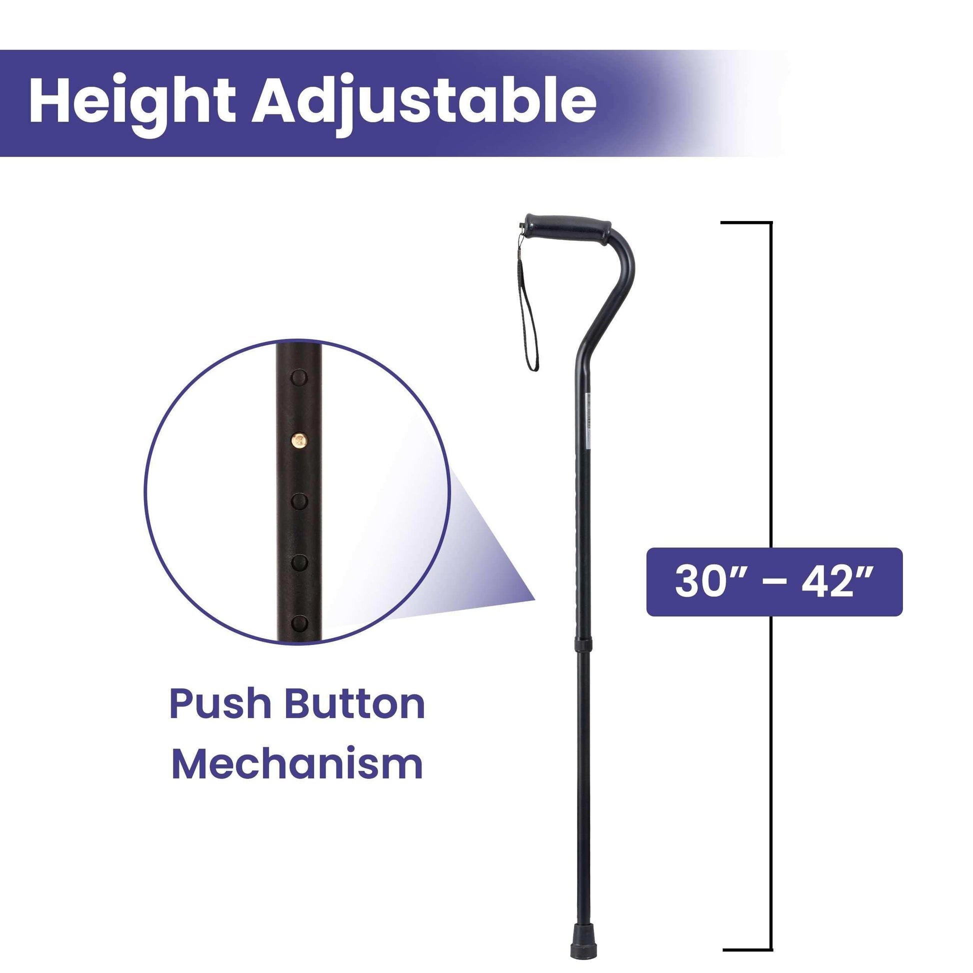 Medacure Walking Cane Black Aluminum Frame with Offset Handle - 6 Canes per Case - Shop Home Med