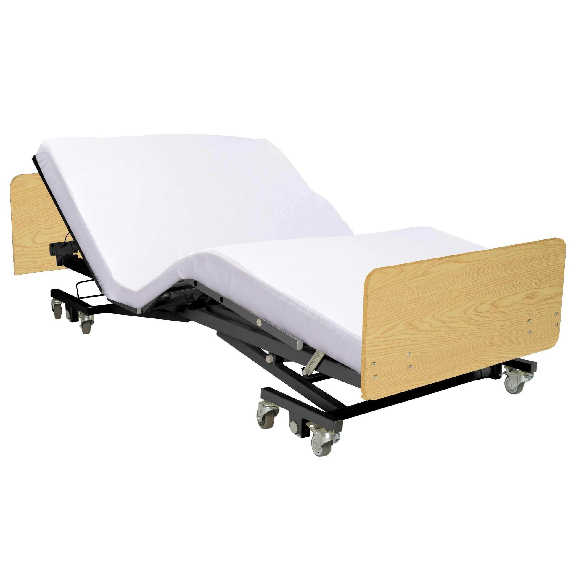 Ultra Low Electric Homecare Hospital Bed and Memory Foam Mattress - Expandable Width - Shop Home Med