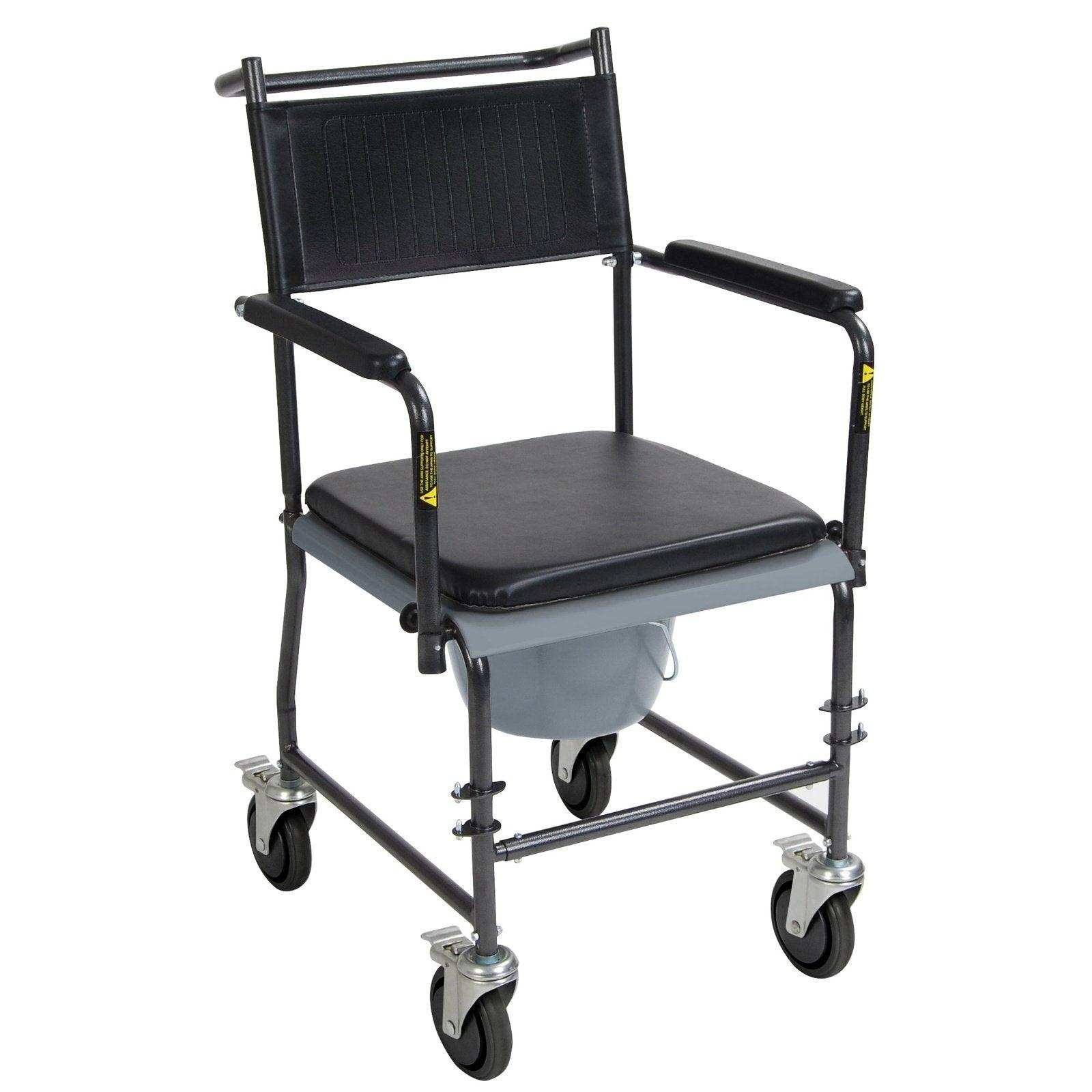 Upholstered Drop Arm Wheeled Commode - Shop Home Med