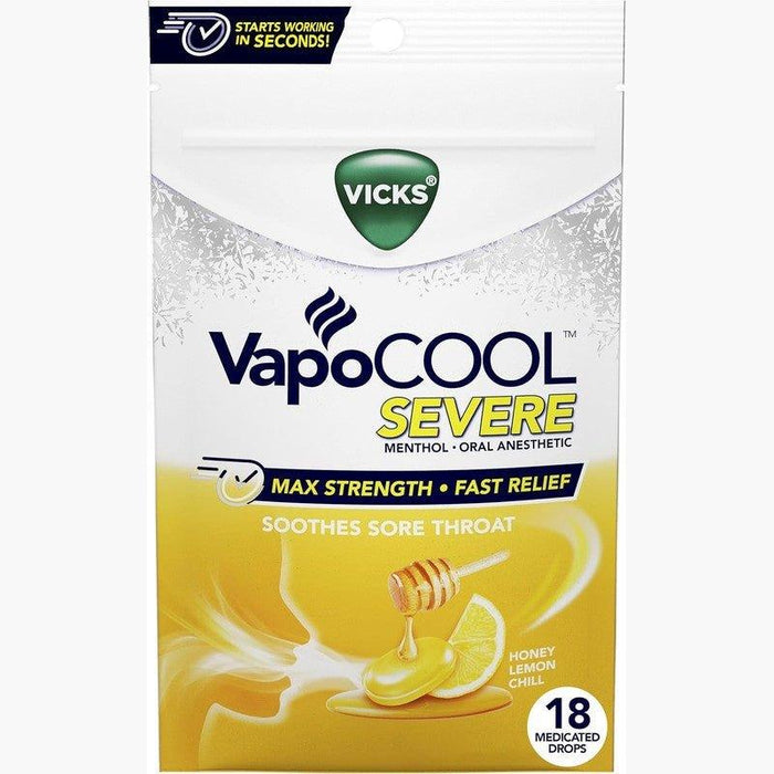 Vicks VapoCOOL Severe Cough Drops - Honey Lemon Chill - 18ct - Shop Home Med