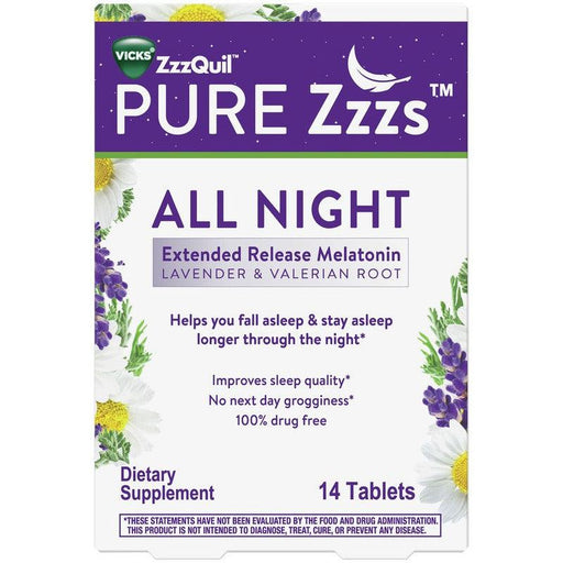 Vicks ZzzQuil PURE Zzzs All Night Extended Release Melatonin Tablets - 14ct - Shop Home Med