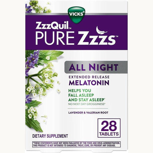 Vicks ZzzQuil PURE Zzzs All Night Extended Release Melatonin Tablets - 28ct - Shop Home Med